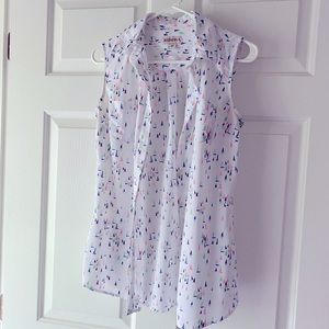 2/$18: Button-Up Sleeveless Top with Sailboats